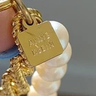 28" Anne Klein Heavy Goldtone Faux Pearl Costume Jewelry Chain Necklace Vtg