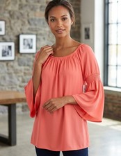 NWT Belk New Directions Blouse Size PXL 3/4 Sleeve Coral Lightweight Made In USA