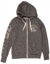 Superdry Womens Graphic Zip Hoodie Sweater UK 12 Medium Grey Flecked DX19