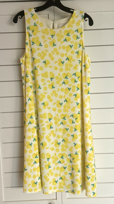 Cappagallo Womens Large Yellow Lemons Lined Swing Dress Resort Wear L | eBay