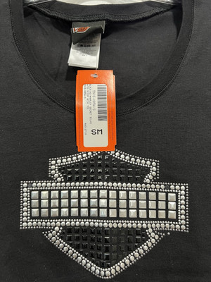 Harley Davidson V Neck Studded Shield Small NWT Ruby Slippers Back Liberal KS