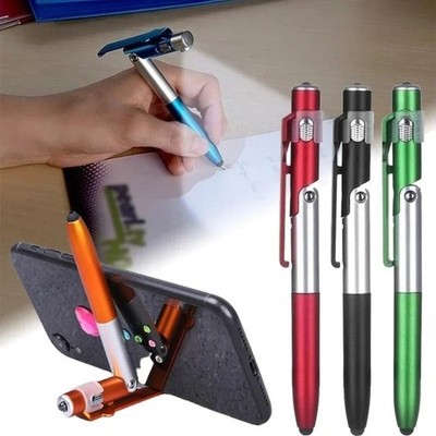 4 in 1 Kugelschreiber mit LED-Licht Stylus und klappbarem Telefonständer