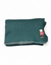 Ralph Lauren Polo Green Fleece Embroidered Teddy Bear Blanket 50" x 68"