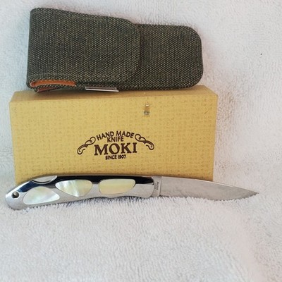 Moki MK-502 Blossom, Polished ATS-34 Blade, Stainless Steel Handles W/MOP Inlays