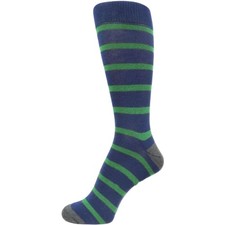 Spotlight Hosiery Mens Striped Dress Socks, 10-13, Midnight Blue/Green/Gray