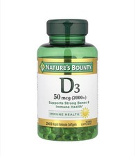 Nature's Bounty Vitamin D3 2000 IU 240 Softgels Exp:10/2028