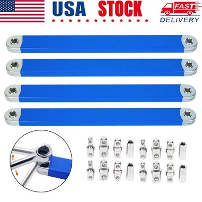 4 Pack Offset Extension Wrench Set Ratchet Spanner Wrench with Extender Adapter
