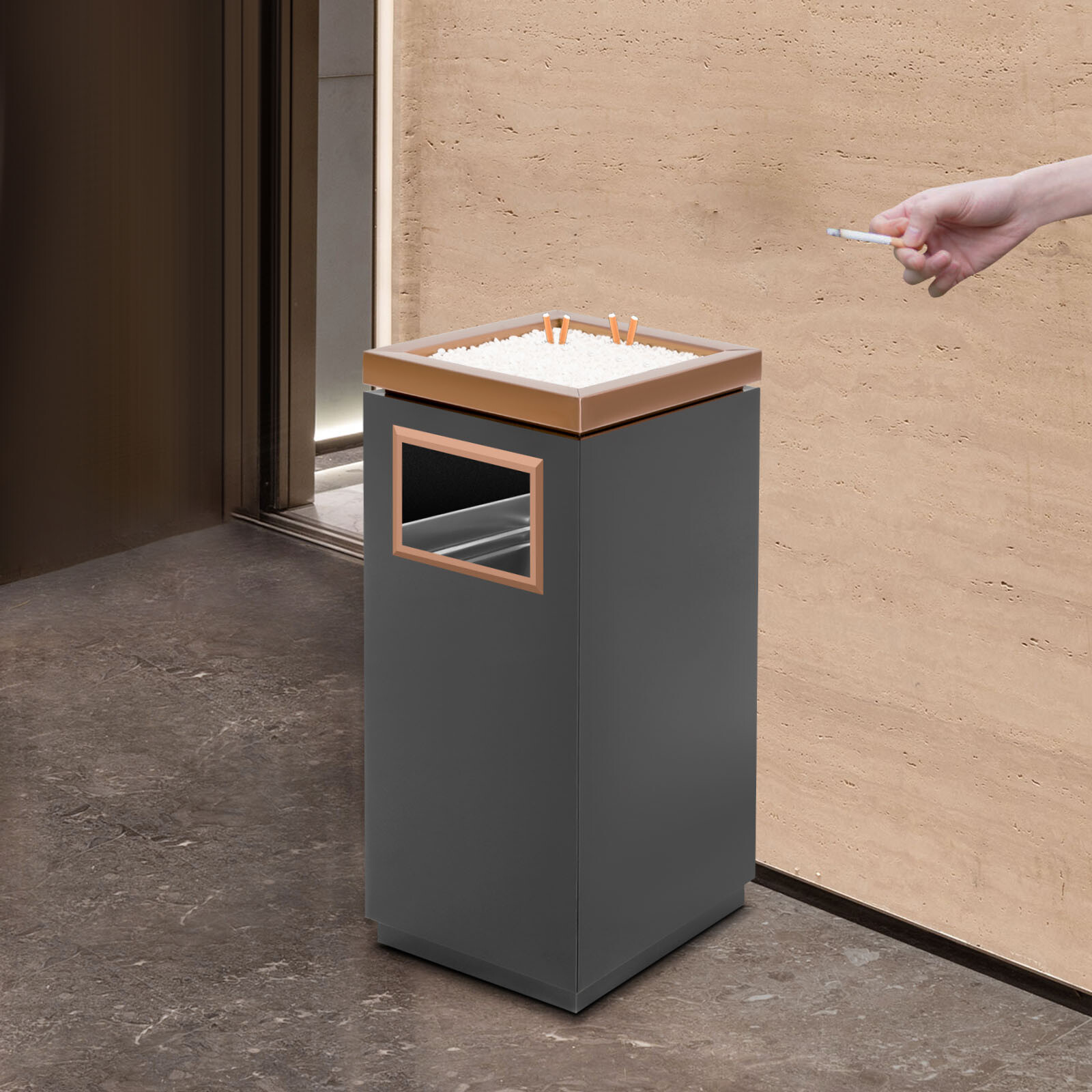 11.81in Commercial Trash Can Open Top Industrial Garbage Can 15L Capacity