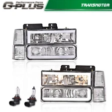 Fit For 94-98 C10 C/K Silverado LED DRL Chrome/Clear Headlights + Corner Lamps