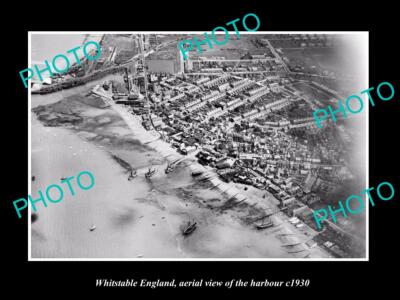 OLD 8x6 HISTORIC PHOTO OF WHITSTABLE ENGLAND VIEW OF THE HARBOUR c1930