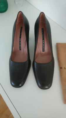 New FRATELLI ROSSETTI Leather High Heel shoes-''Testa di moro'' Dark Brown size 38