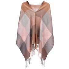 Image of Miss Lulu Winter Warm Lattice Knitted Scarf Women Check Long Shawl Scarf Tassel