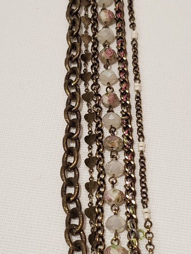 Betsey Johnson Girlie Grunge Skull Cameo & Daisies Statement Necklace With Tags - Picture 6 of 6