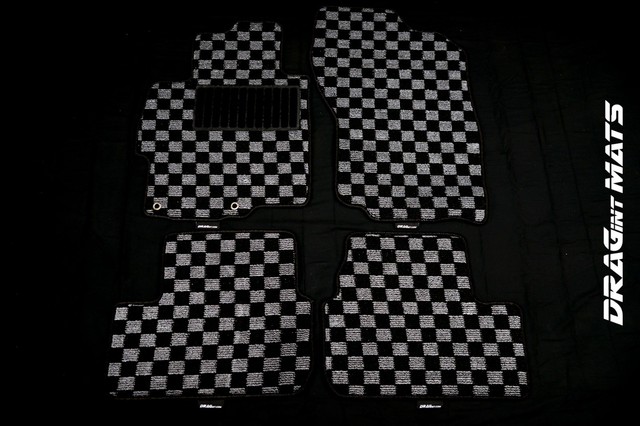 DRAGintMATS JDM Checkered Floor Mats Mitsubishi Lancer Evo X 10 Karo