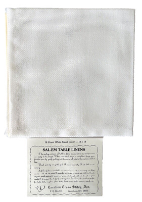 Carolina Cross Stitch 14 ct Sal-em Bread Cover White New Ready to Fringe 18x18''