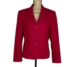 Vtg Pendleton Blazer Womens Sz 12 Red 100 Virgin Wool USA Damaged Craft READ