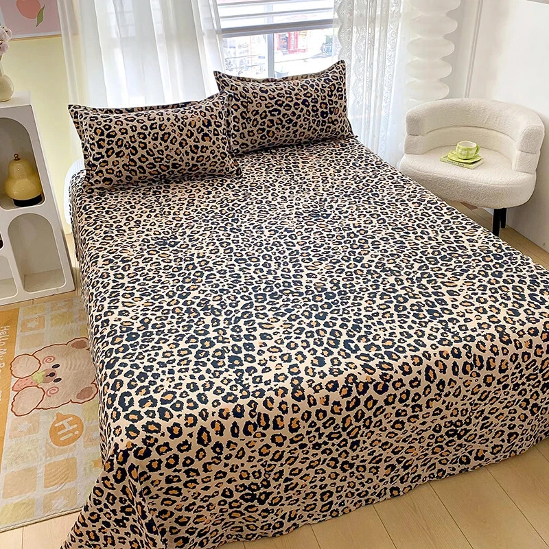 Sábanas planas estampadas de leopardo para cama doble sábana superior cubierta de colchón Foto 2 de 4
