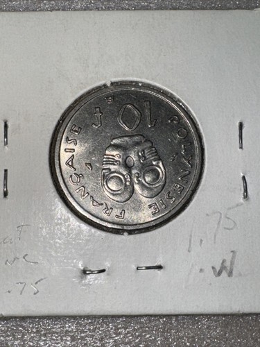 5 DIFFERENT 10 FRANC COINS from POLYNESIA (1967) - Afbeelding 10 van 12