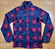 Columbia Fleece Jacket Youth Large 14/16 Red Gray Kids Plaid Casual Outdoors