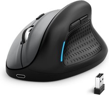 Black Ergonomic Wireless Vertical Mouse W/ 6 Buttons For Windows Mac Laptop