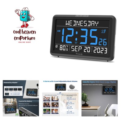 Digital Clock with Date and Day of Week - Large Calendar Clock for Seniors El...