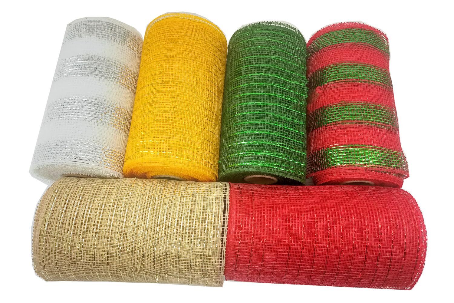 Metallic Deco Mesh Ribbon for Wreaths 6 inch 60 Yards Poly Mesh Ribbon ...