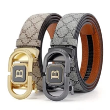 Luxury Genuine Leather Belt Men Women B Buckle Waist Strap for Jeans Waistband