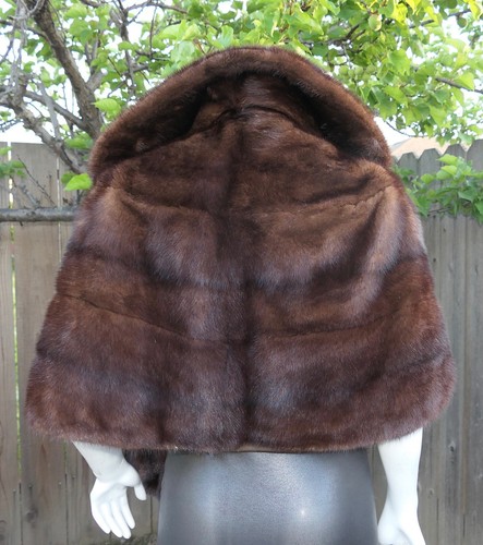 Luxury Real Brown Mahogany Ranch Mink Fur Stole Shawl Cape Formal Wedding Bridal - Picture 8 of 19