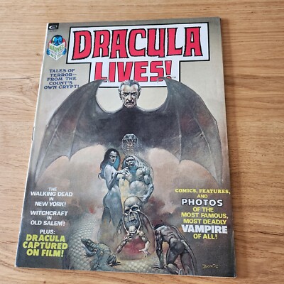 DRACULA LIVES! #1 - VFN+ QS Comics 1973 BORIS VALLEJO cover- Origin of Dracula