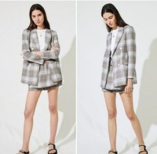 Maje Checked Double Breast Blazer Plaid New with Tag Size 40 or L