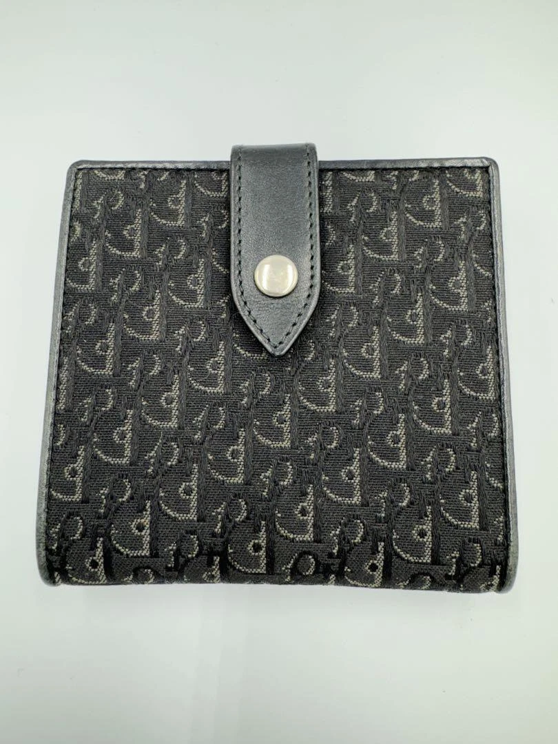 Christian Dior Portefeuille Bi Pliable Trotteur Toile Noir 3,9 Pouces