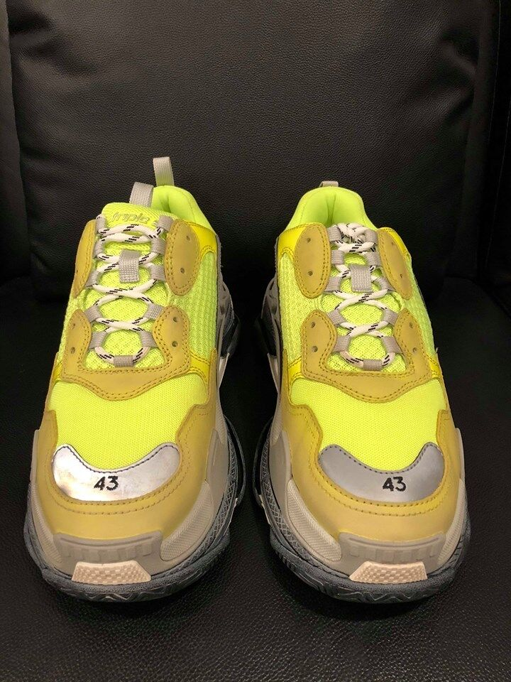 Balenciaga Triple S Sneaker Neon Yellow Grey Speed Flat Trainer 43