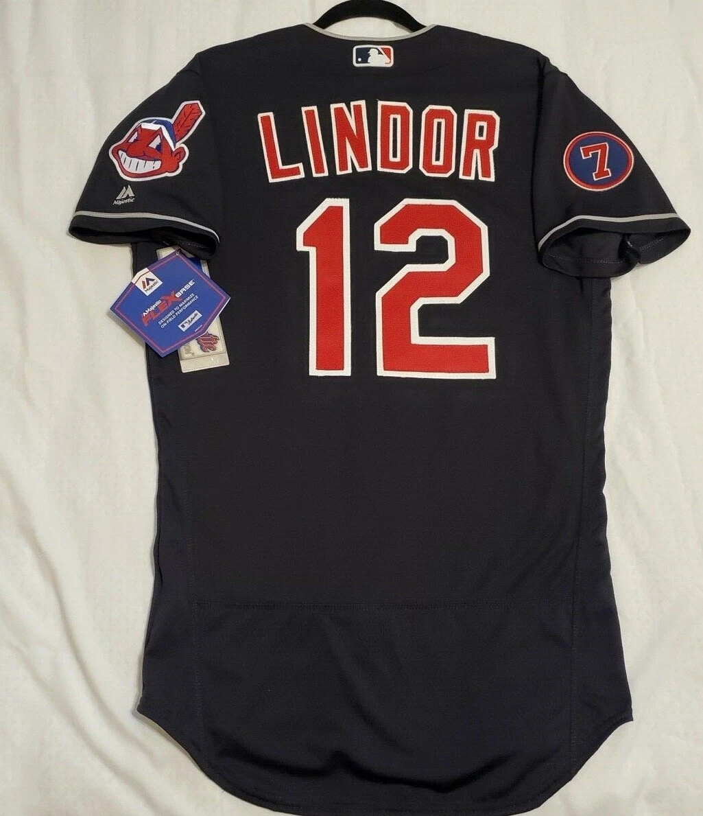 Authentic Majestic 40 MEDIUM CLEVELAND INDIANS FRANCISCO LINDOR FLEX BASE  Jersey