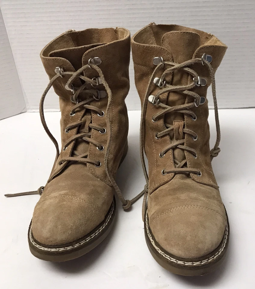 Lavorazione Artigiana Womens Sz 6.5M Ankle Boots Tan Soft Leather Suede Lace Up - Image 3 of 4