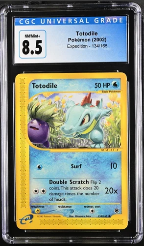 CGC 8.5 NM/MINT+ Totodile 134/165 Pokemon 2002 Expedition Pop 39