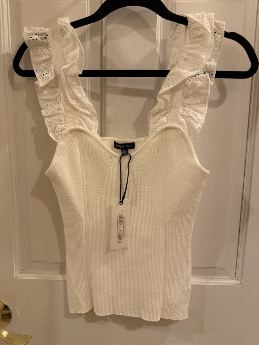 NWT Robertson Rodeo tank top With ruffled lace straps   SZ Med Org $76