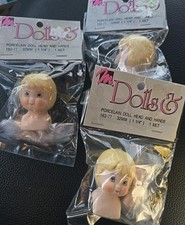 Set Of 3 1993 Mangelsen's Dolls Porcelain girl Head  Hands 32mm  1 1/4 in 