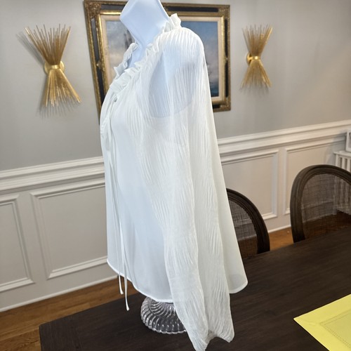 Blusa manica lunga svasata bianca trasparente pomodoro geloso taglia large - Foto 5 di 13