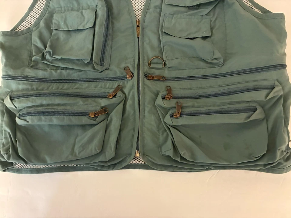 Chaleco de Pesca CANVAS Softshell XL Verde Forrado Bolsillos con Cremallera Exterior Pesca Campamento Foto 4 de 4