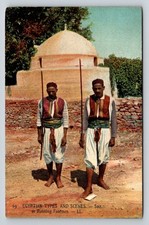 Vintage Egyptian Sais Running Footmen Postcard Hand-Colored LL Publisher