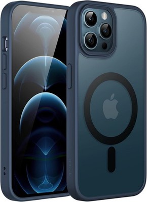 JETech Magnetische Hülle iPhone 12 Pro Max 6,7'' Matt Dünn Stoßfest Sturmblau