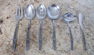  HARVEST  Pageant Stainless Japan Fruits Design 6 Serving Pieces