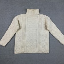 J. Crew Womens Sweater Wool Cable Knit Turtleneck Fisherman Cream Chunky M