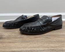 Steve Madden Quincey Black Leather Pleated Penny Loafer Slip-On Round Toe Men 8