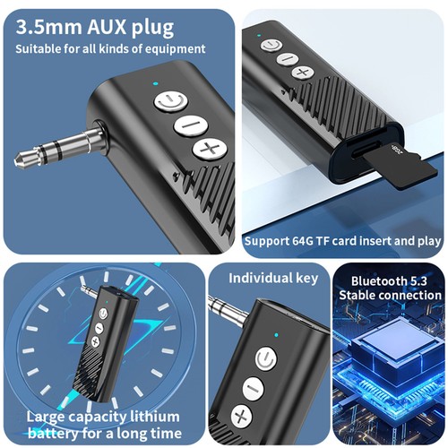 Black 3-in-1 Wireless Bluetooth 5.3 Transmitter Receiver Adapter Audio ABS - Afbeelding 16 van 19