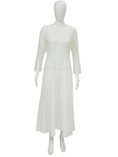 Doen Women's Round Neckline Puff Sleeves White Long Midi Maxi Gown Dress Size S