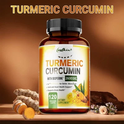 COOLKIN Kurkuma Curcumin Höchste Wirksamkeit 95 % - BioPerine Schwarzer Pfeffer Extrakt