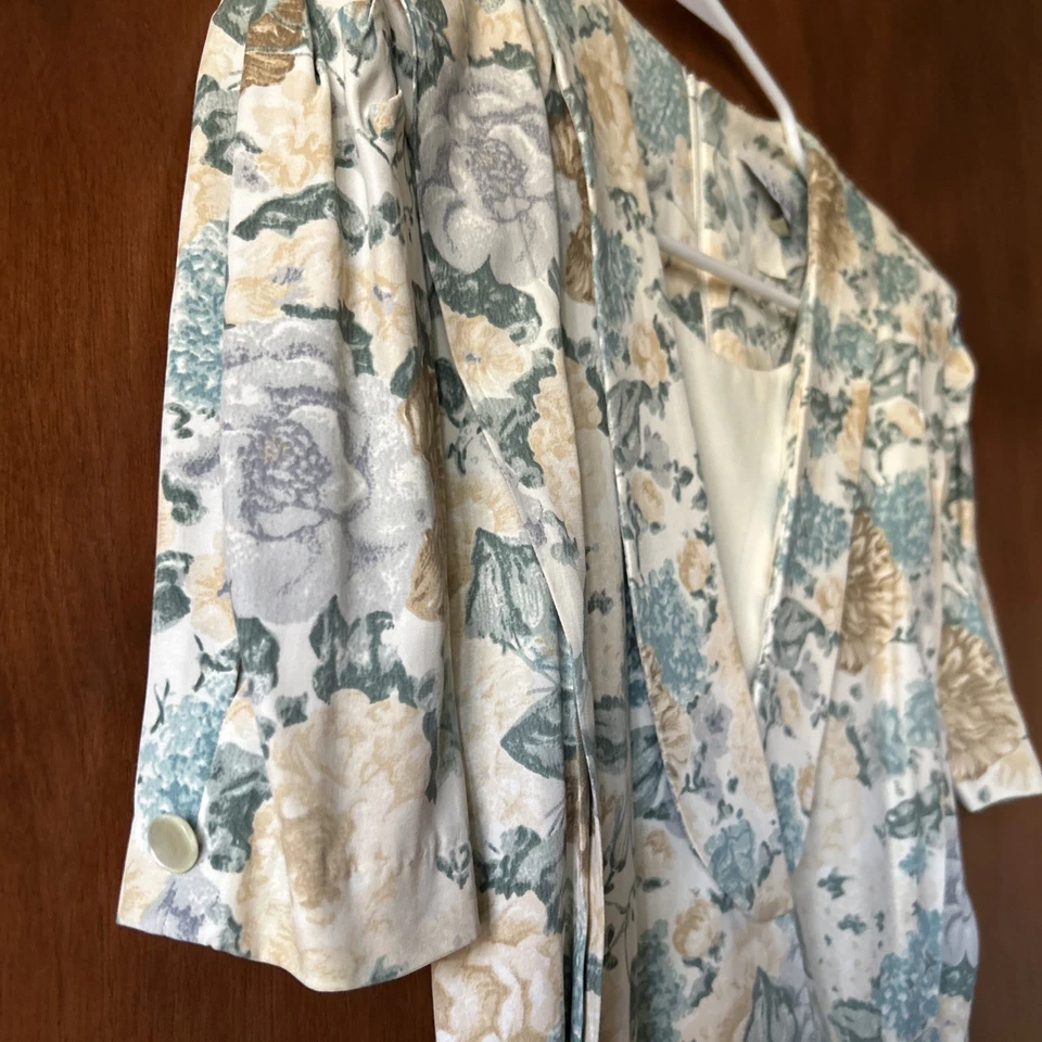 Винтажный 80-х Summer печати Детский комбинезон белый цветочный зеленый/желтый платье SL Petites - Изображение 3 из 4