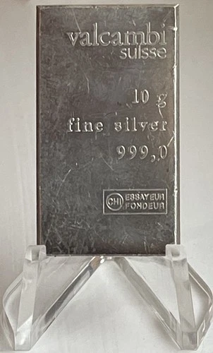 10 Gram Valcambi  .999 Fine Silver Bullion Bar