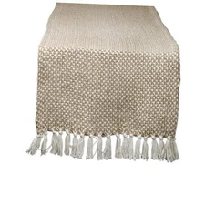  Woven Basics Collection 100% Cotton Knit Table Runner, 15x72 15x72" Stone